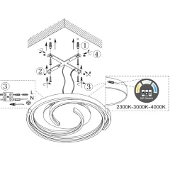 Plafoniere Moderne-Selezionato da Mazzolaluce Plafoniera tornado moderna led da 2300k a 4000k nera