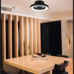 Ventilatori Da Soffitto-Selezionato da Mazzolaluce Plafoniera ventilatore design nero luce led cct con telecomando ambiente 13mq