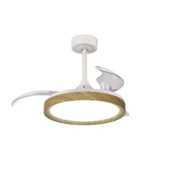 Ventilatori Da Soffitto-Selezionato da Mazzolaluce Plafoniera ventilatore pale retrattili bianco e legno led cct stanza 13mq