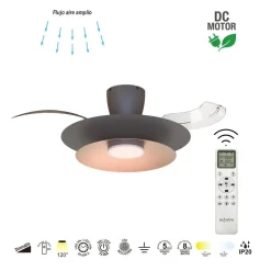Ventilatori Da Soffitto-Selezionato da Mazzolaluce Plafoniera ventilatore pale retrattili caffe led cct stanza 13-20mq con telecomando