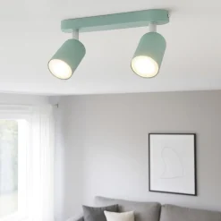 Plafoniere Moderne-Selezionato da Mazzolaluce Plafoniera verde menta luci orientabili per cucina