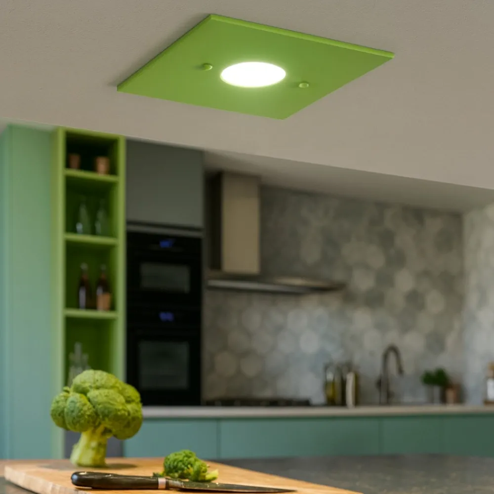 Plafoniere Moderne-Top Light Plafoniera verde path vetro quadrata moderna