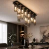 Plafoniere Moderne-Selezionato da Mazzolaluce Plafoniera vetri design capsula fume rigato per soggiorno salotto moderno