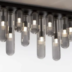 Plafoniere Moderne-Selezionato da Mazzolaluce Plafoniera vetri design capsula fume rigato per soggiorno salotto moderno