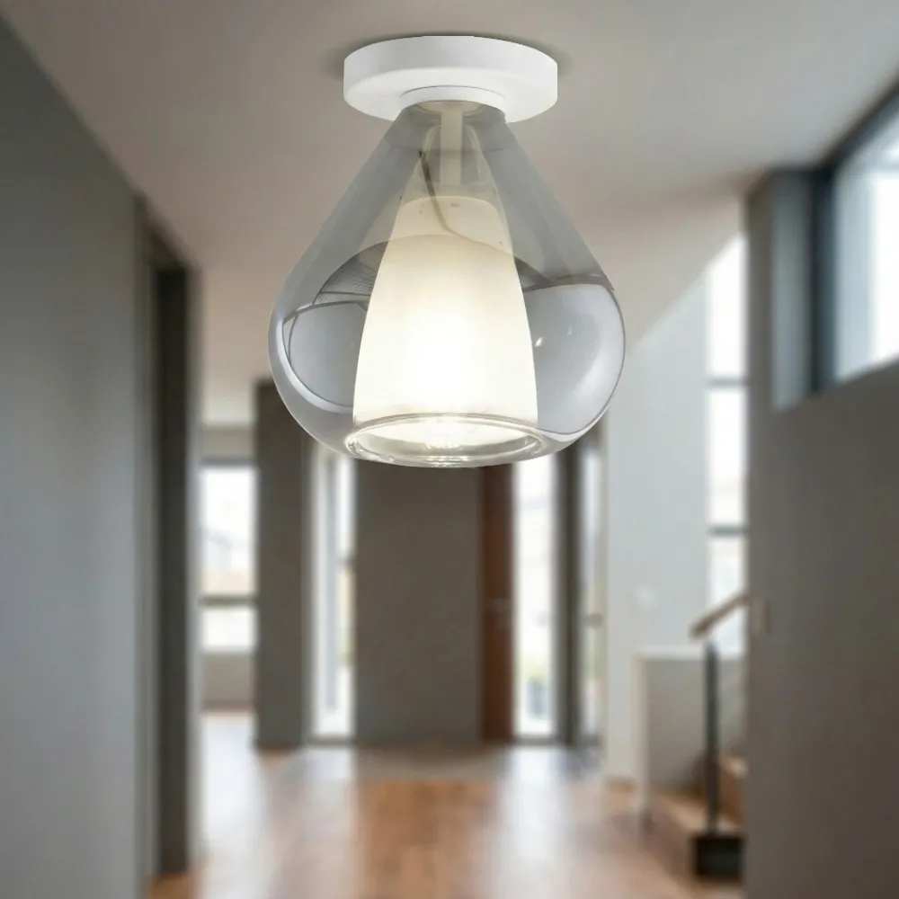 Plafoniere Moderne-Fabas Luce Plafoniera vetro fume lila