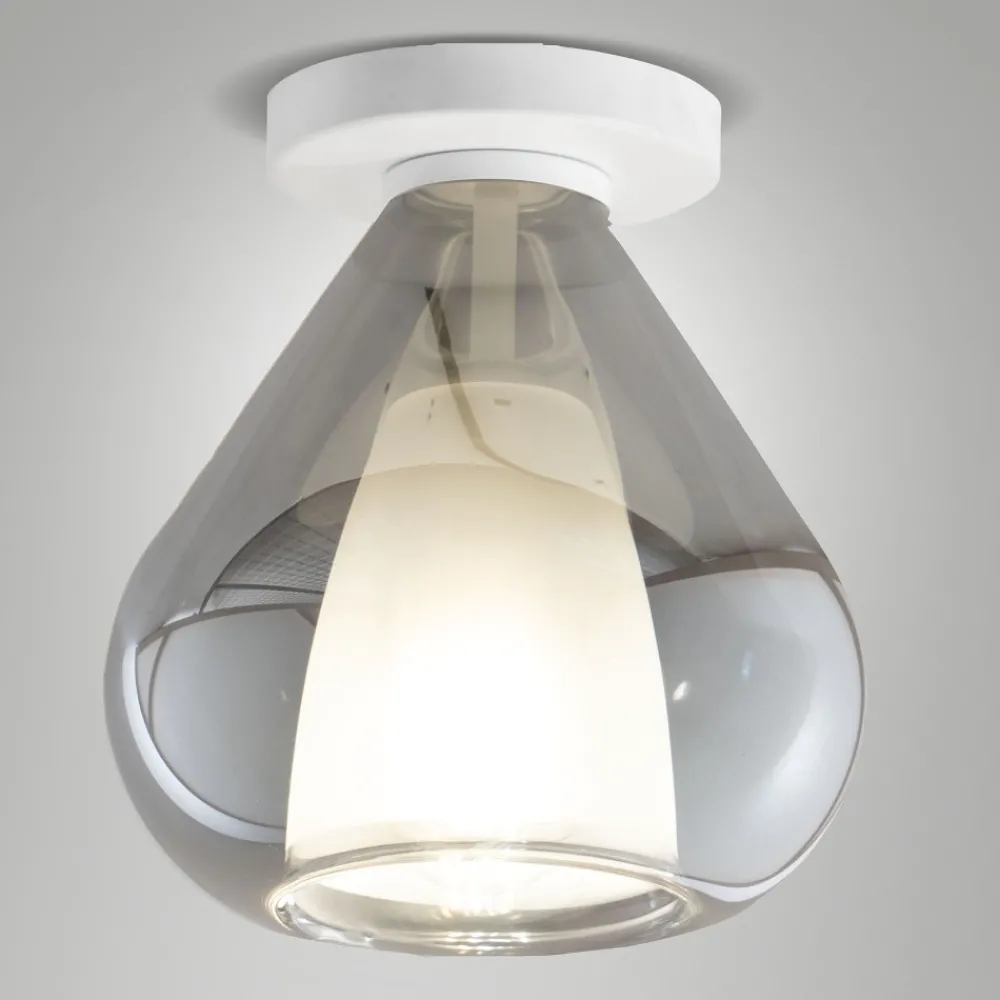 Plafoniere Moderne-Fabas Luce Plafoniera vetro fume lila