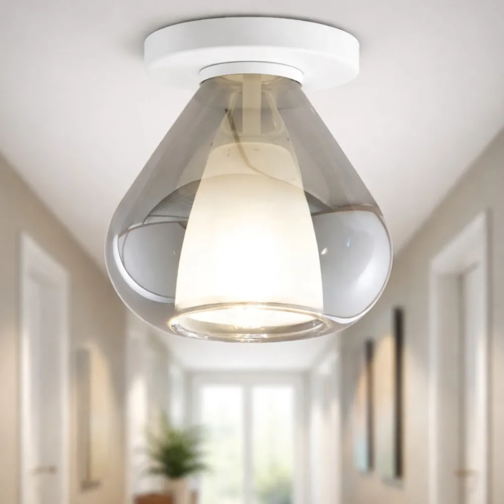 Plafoniere Moderne-Fabas Luce Plafoniera vetro fume lila