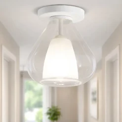 Plafoniere Moderne-Fabas Luce Plafoniera vetro trasparente lila