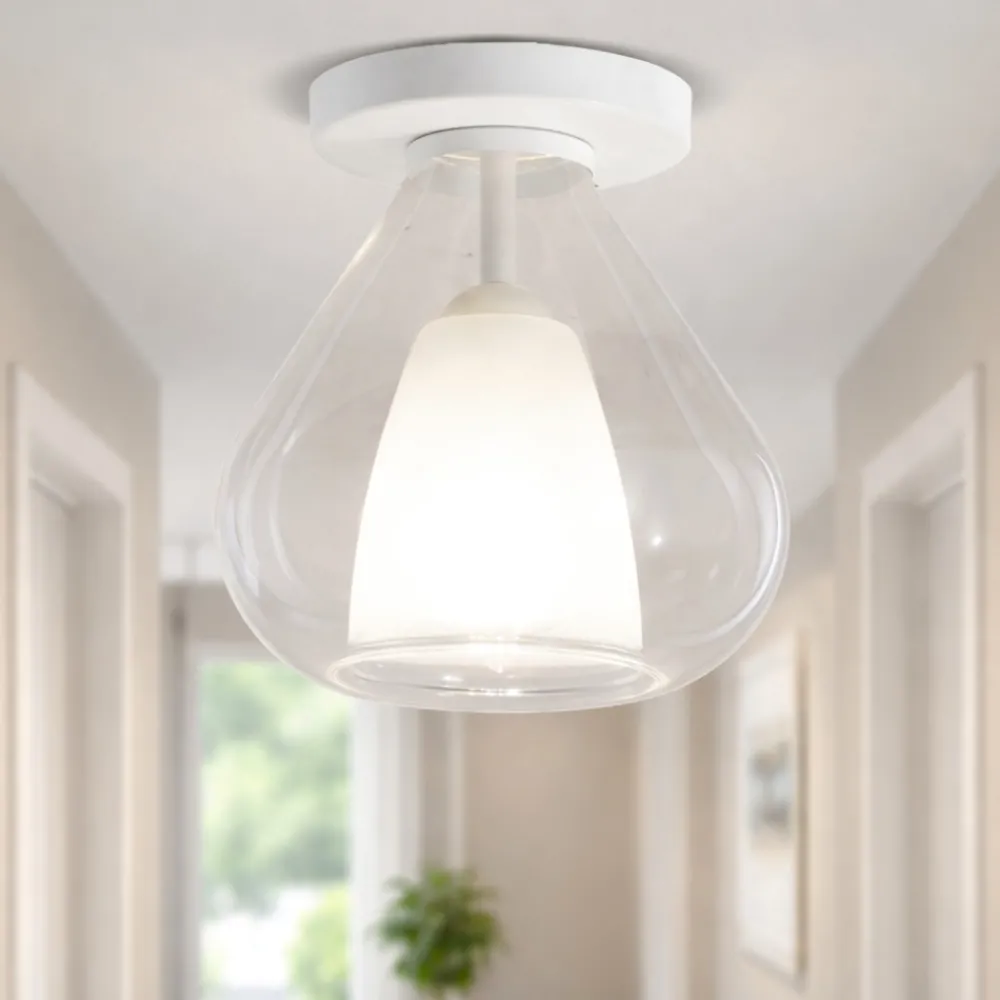 Plafoniere Moderne-Fabas Luce Plafoniera vetro trasparente lila