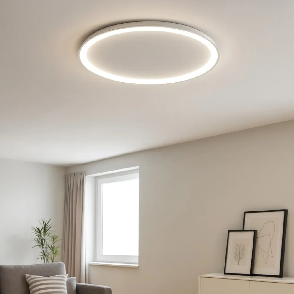 Plafoniere Moderne-Vivida International Plafoniera vivida lifering-o bianca ovale led 3000k 4000k