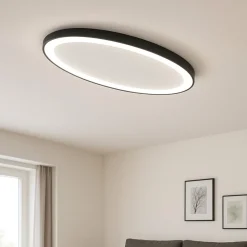 Plafoniere Moderne-Vivida International Plafoniera vivida lifering-o ovale nera led 3000k 4000k dimmerabile