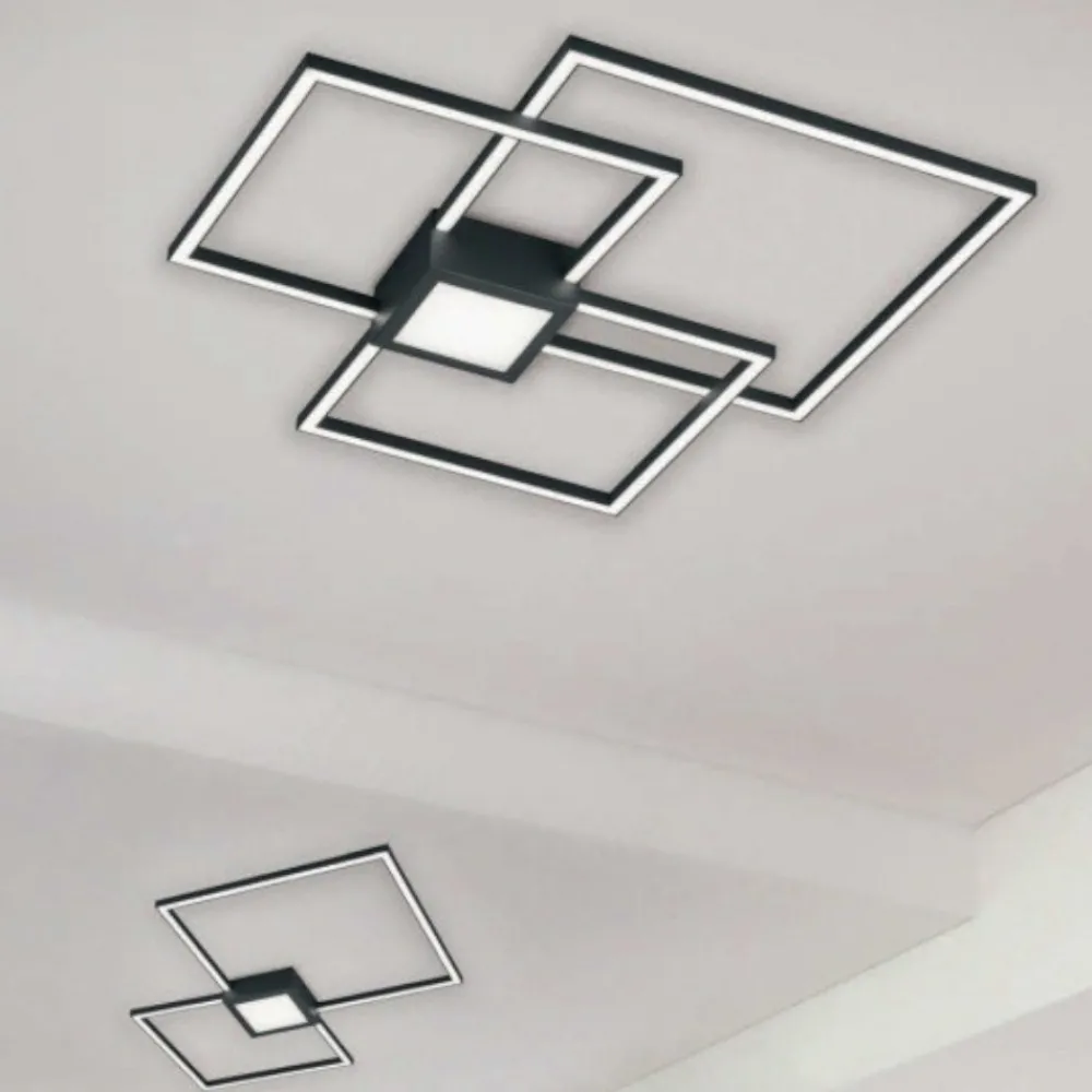 Plafoniere Moderne-Selezionato da Mazzolaluce Plafoniere led antracite moderna dimmerabile 38w 3000k per soggiorno