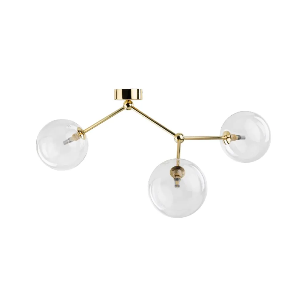 Plafoniere Moderne-Selezionato da Mazzolaluce Plafoniere per cucina moderna oro 3 bocce trasparenti