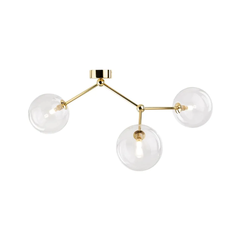 Plafoniere Moderne-Selezionato da Mazzolaluce Plafoniere per cucina moderna oro 3 bocce trasparenti