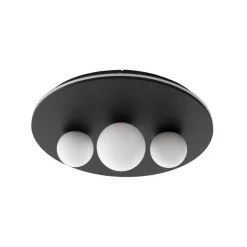 Plafoniere Moderne-Selezionato da Mazzolaluce Plafonira tonda nera con 3 sfere 49cm vetro bianco led 3000k dimmerabile