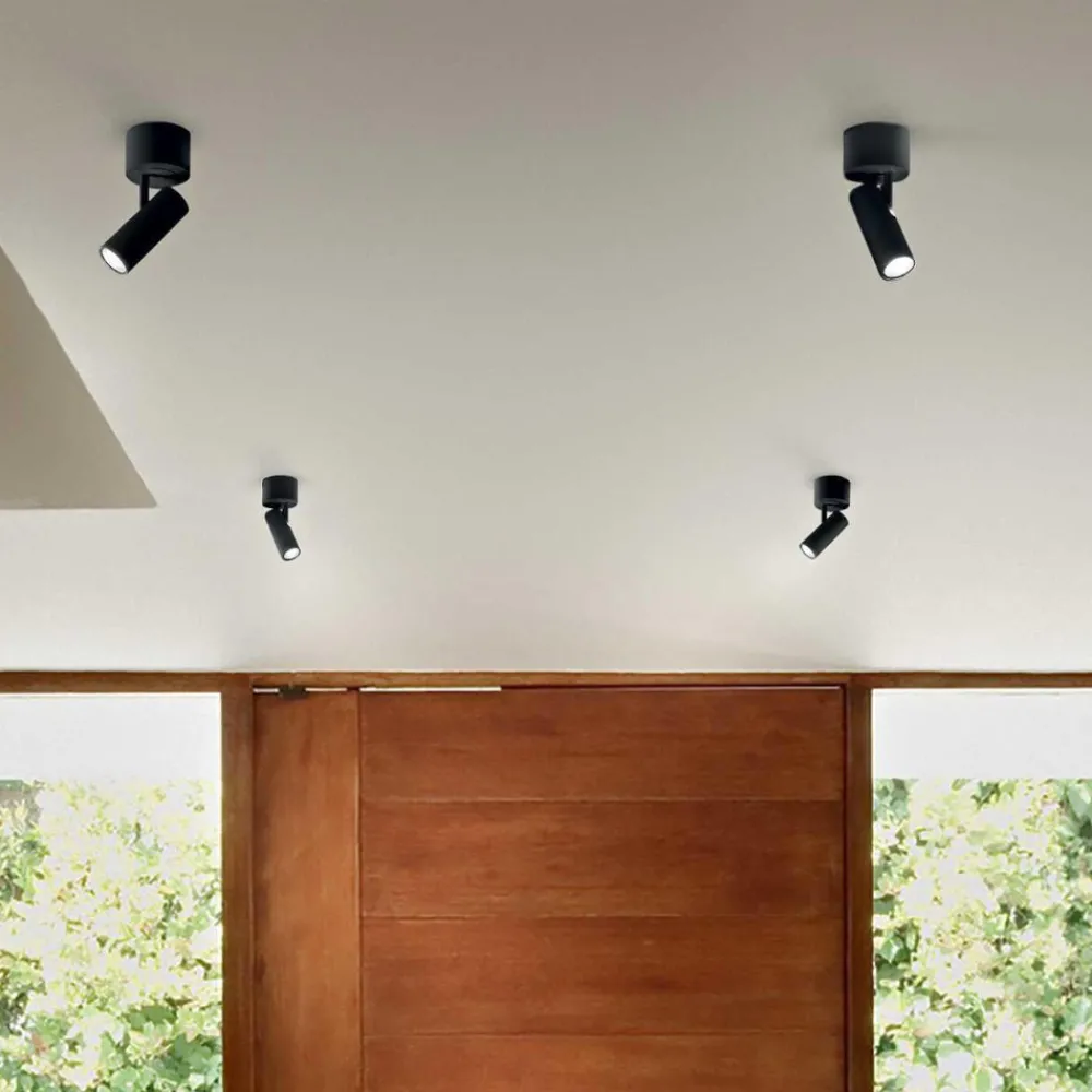 Applique Da Parete-Ideal Lux Play pl applique orientabile led 7w 3000k cilindro nero