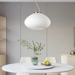 Lampadari Moderni-Ideal Lux Plisse sp1 d35 cromo lampadario vetro bianco