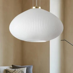Lampadari Moderni-Ideal Lux Plisse sp1 d45 lampadario sfera di vetro bianco