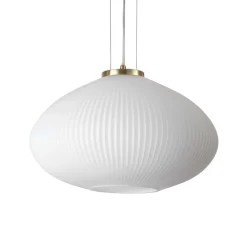 Lampadari Moderni-Ideal Lux Plisse sp1 d45 lampadario sfera di vetro bianco
