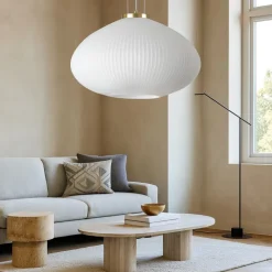 Lampadari Moderni-Ideal Lux Plisse sp1 d45 lampadario sfera di vetro bianco