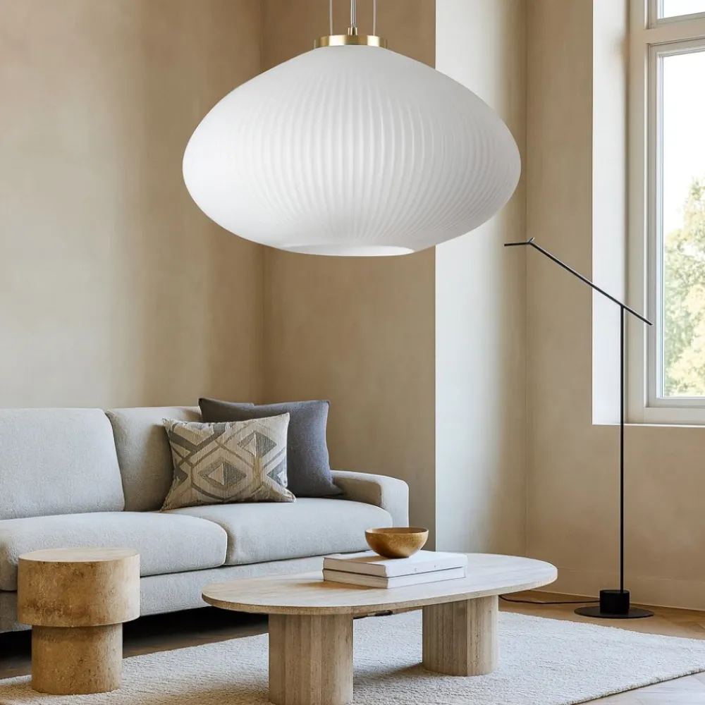 Lampadari Moderni-Ideal Lux Plisse sp1 d45 lampadario sfera di vetro bianco