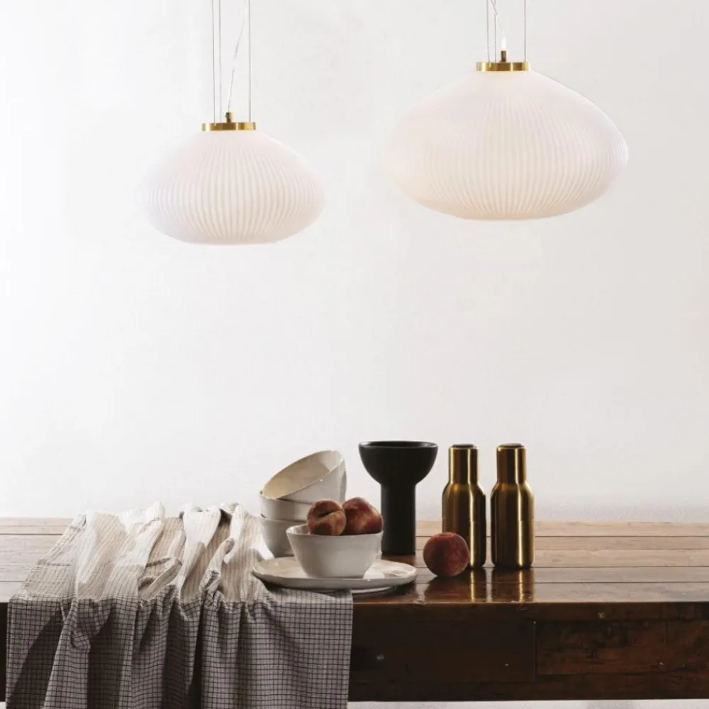 Lampadari Moderni-Ideal Lux Plisse sp1 d45 lampadario sfera di vetro bianco
