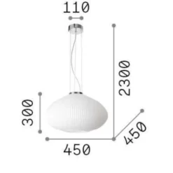 Lampadari Moderni-Ideal Lux Plisse sp1 d45 lampadario sfera di vetro bianco