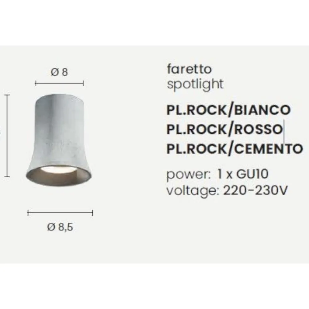 Faretti Da Soffitto-Ondaluce Pl rock faretto da soffito in cemento rosso