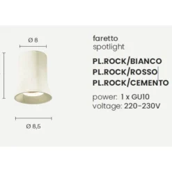 Faretti Da Soffitto-Ondaluce Pl rock faretto da soffito in cemento bianco