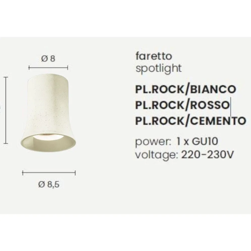 Faretti Da Soffitto-Ondaluce Pl rock faretto da soffito in cemento bianco