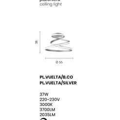 Plafoniere Moderne-Ondaluce Pl vuelta silver plafoniera led design moderna