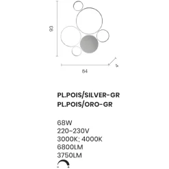 Plafoniere Moderne-Ondaluce Pois pl oro gr plafoniera led 68w 4000k