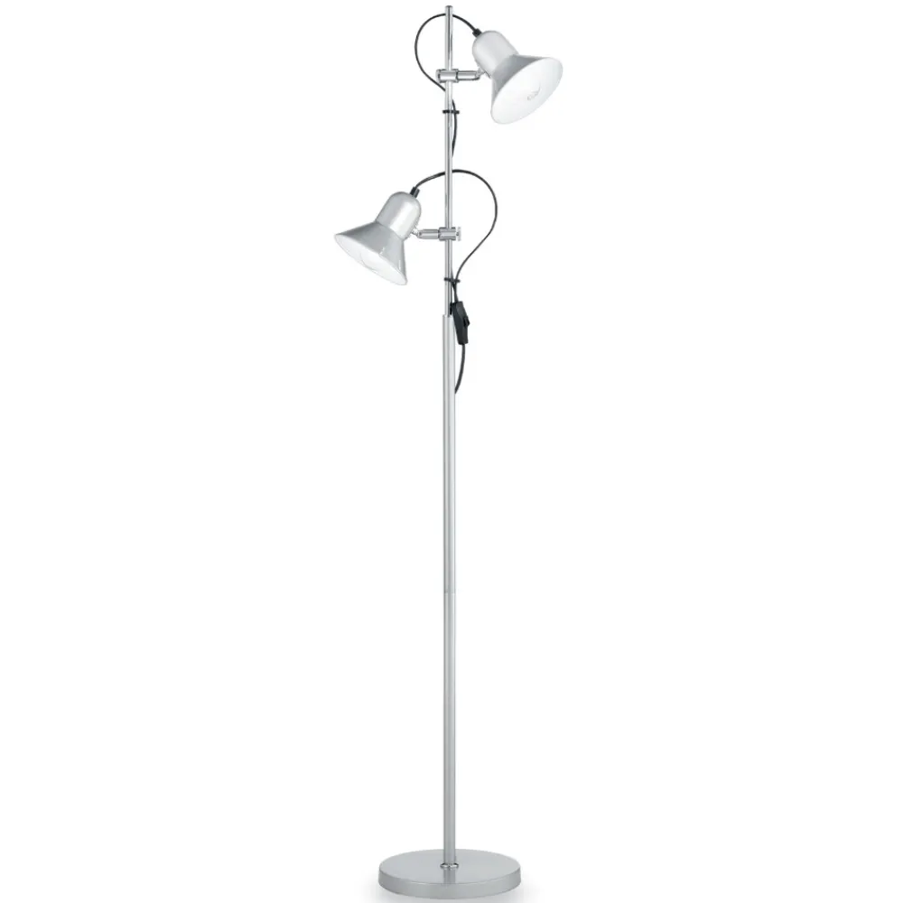 Lampade Da Terra-Ideal Lux Polly pt2 lampada da terra grigio luci orientabili