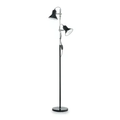 Lampade Da Terra-Ideal Lux Polly pt2 piantana nera da lettura due luci orientabili