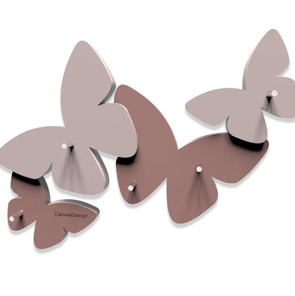 Mobili Ingresso Moderni-Selezionato da Mazzolaluce Portachiavi da parete magnetico moderno farfalle legno colore rosa nuvola