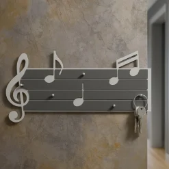 Mobili Ingresso Moderni-Selezionato da Mazzolaluce Portachiavi da parete moderno magnetico pentagramma musicale legno bianco grigio