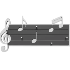 Mobili Ingresso Moderni-Selezionato da Mazzolaluce Portachiavi da parete moderno magnetico pentagramma musicale legno bianco grigio