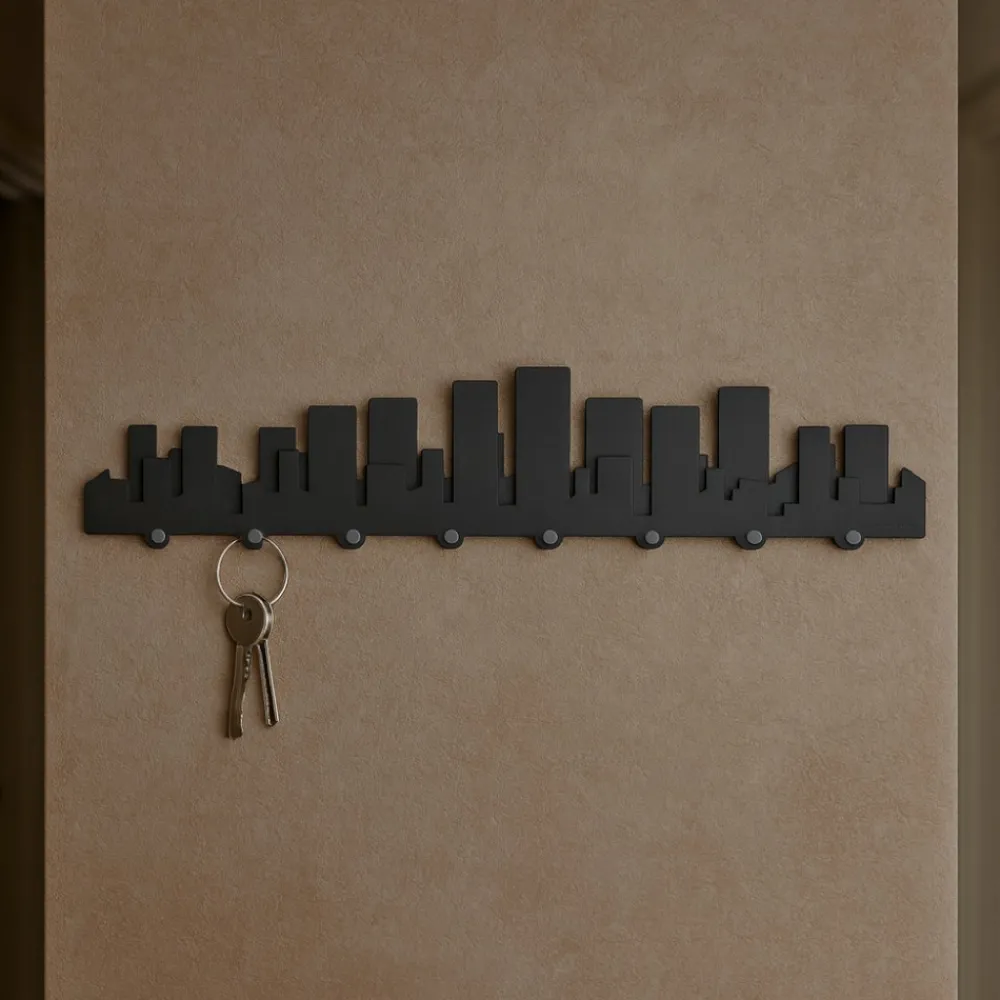 Mobili Ingresso Moderni-Selezionato da Mazzolaluce Portachiavi da parete skyline legno grigio quarzo