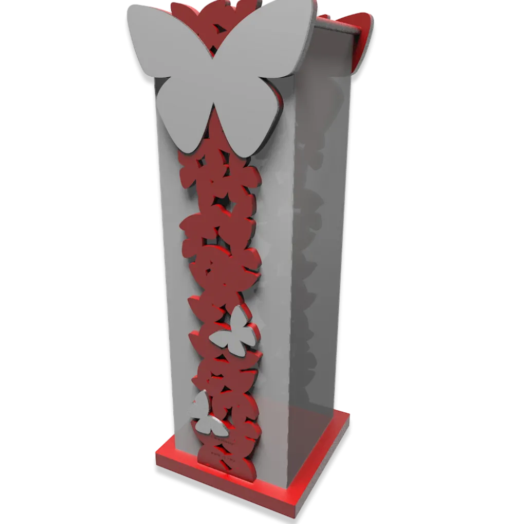 Mobili Ingresso Moderni-Selezionato da Mazzolaluce Portaombrelli farfalle moderno legno colore rosso rubino grigio