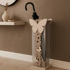 Mobili Ingresso Moderni-Selezionato da Mazzolaluce Portaombrelli moderno farfalle legno colore tortora