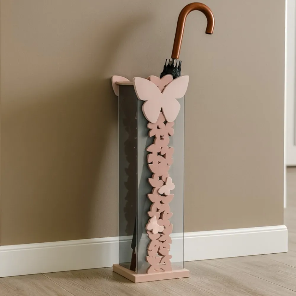 Mobili Ingresso Moderni-Selezionato da Mazzolaluce Portaombrelli moderno farfalle legno rosa nuvola