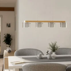 Lampadari Cucina-Eglo Portico z lampadario da cucina paralumi in vetro 4 luci led rgb da 2700k a 6500k