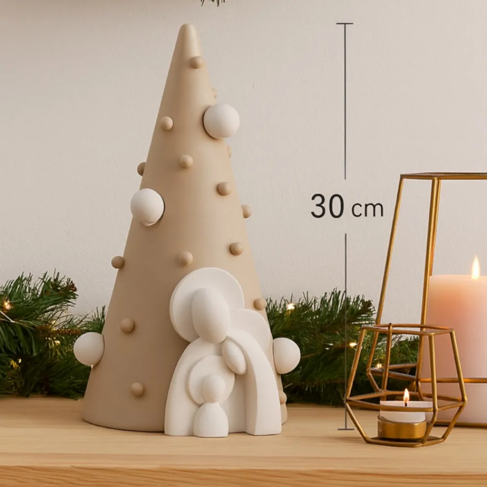 Presepi Di Natale-Bongelli Preziosi Presepe statuetta h30 albero natale nocciola