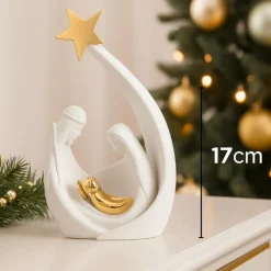 Presepi Di Natale-Bongelli Preziosi Presepe statuina di natale moderna h17 bianco oro