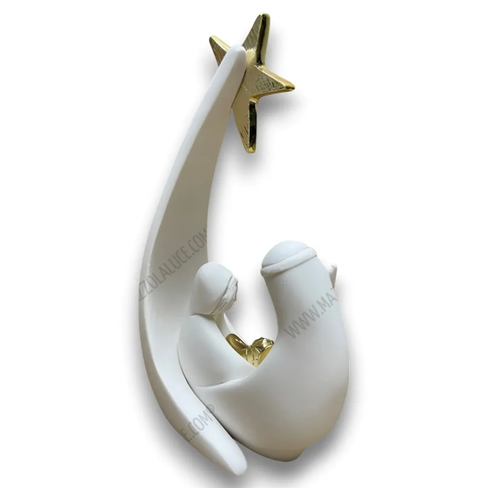 Presepi Di Natale-Bongelli Preziosi Presepe statuina di natale moderna h17 bianco oro