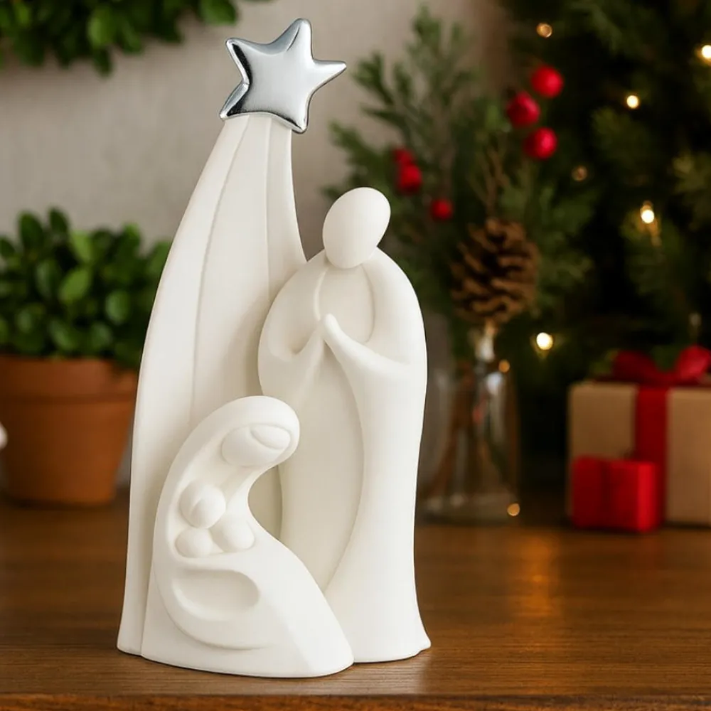 Presepi Di Natale-Bongelli Preziosi Presepino h15 bianco natività di natale moderno