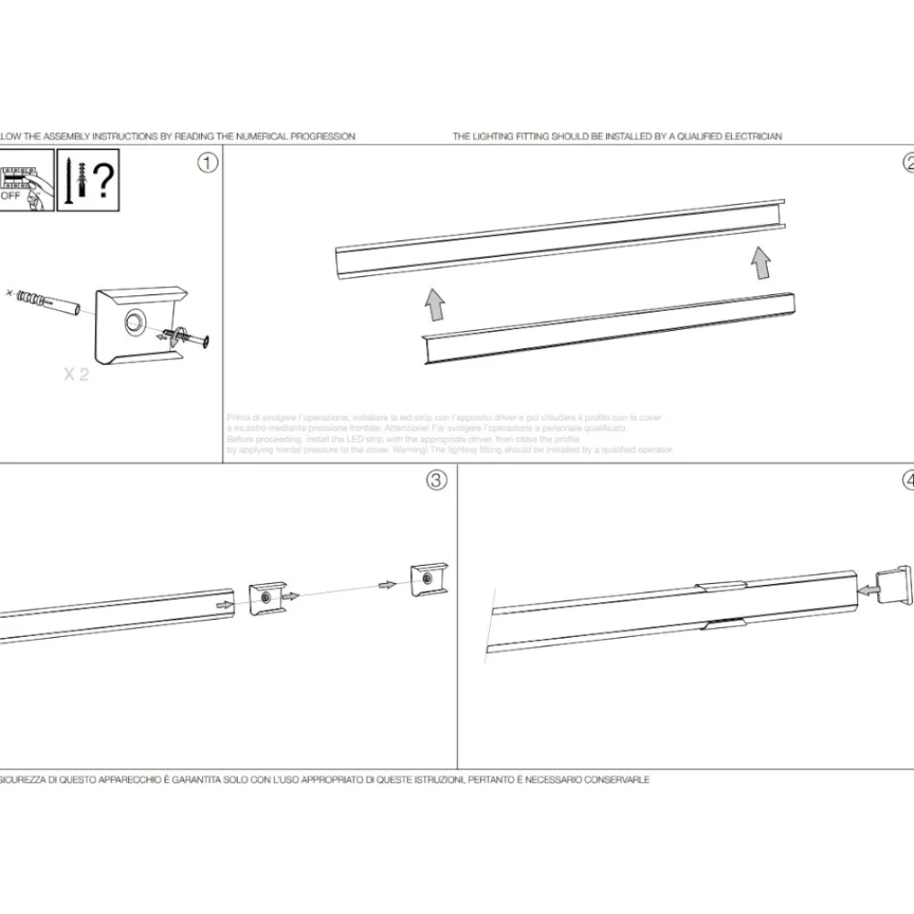 Strisce Led-Ideal Lux Profilo alto bianco 3mt per strisce led max 11mm