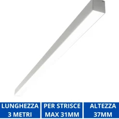 Strisce Led-Ideal Lux Profilo alto 3mt bianco per strisce led max 31mm