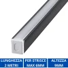 Strisce Led-Ideal Lux Profilo alto 2mt nero per strisce led max 6mm