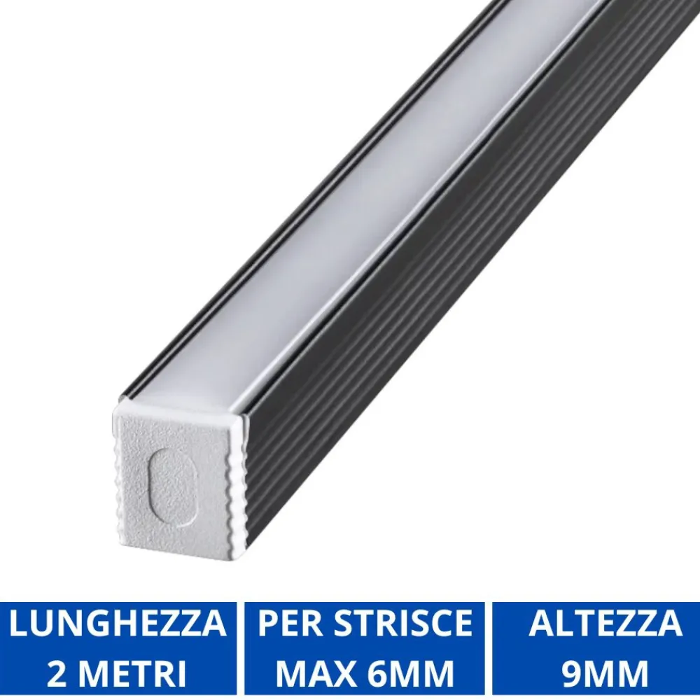 Strisce Led-Ideal Lux Profilo alto 2mt nero per strisce led max 6mm
